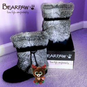 NWT Bearpaw Real Fur Tassel Boot Water Shedding Fur Winter Shearling Tama Boots